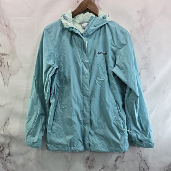 Columbia Rain Jacket Womens Small Light Blue Arcadia II Shell Waterproof - Picture 1 of 14